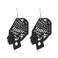 Black hollowed-out wooden earrings, a fashionable African geometric wood creative and versatile earpiece thumbnail 6