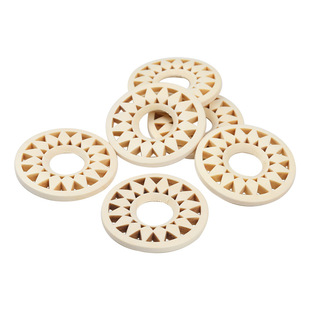 DIY创意饰品配件 立体太阳花圆木片 原木色镂空吊片 耳环吊坠材料