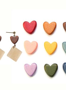 荷木爱心木珠实木DIY彩色直孔桃心散珠发饰发夹配件1.5cm 单个价