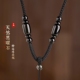 手工编织金刚结天然黑曜石虎眼石和田玉红朱砂转运珠项链吊坠挂绳