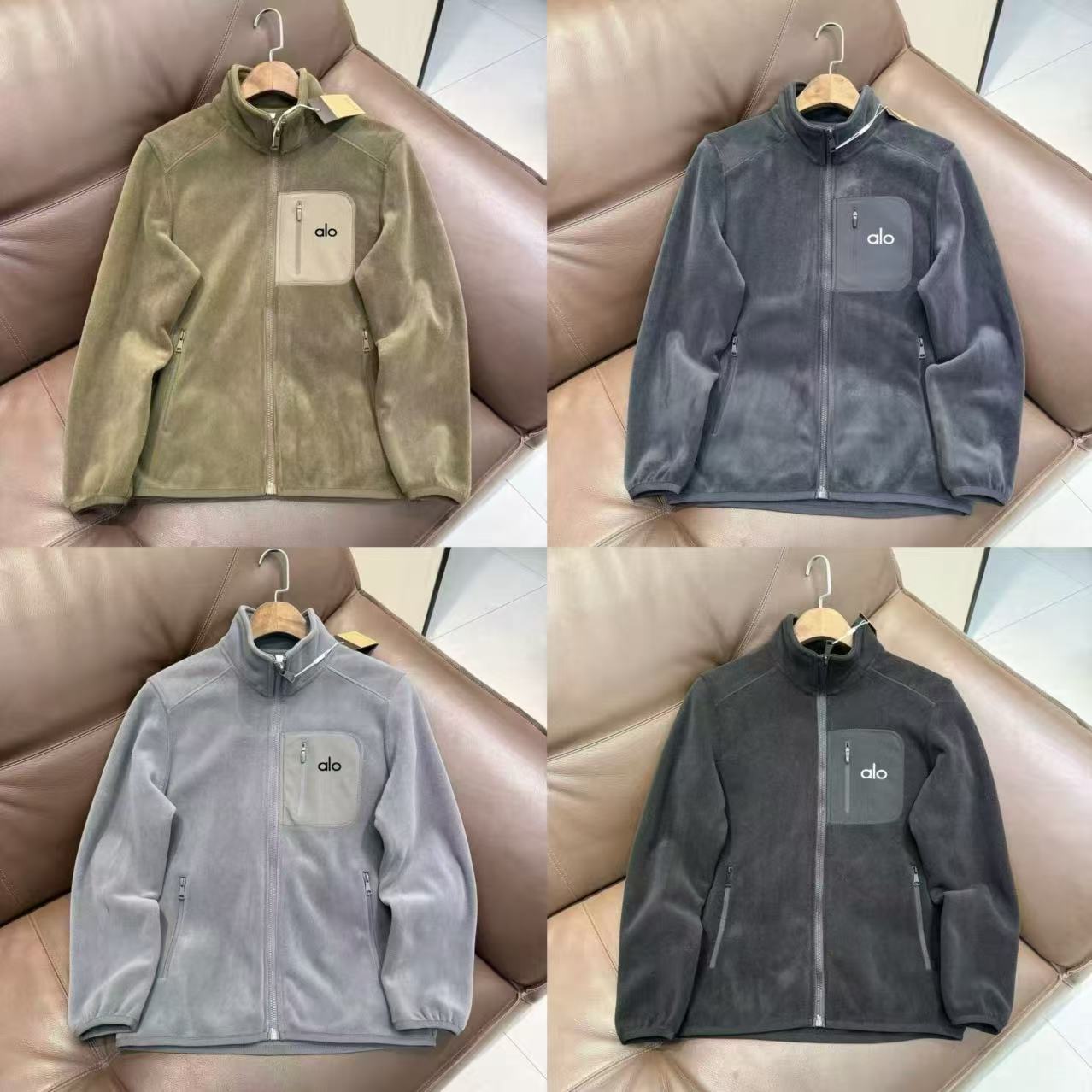 正品现货ALO奥粒绒外套男立领拉链秋冬保暖夹克舒适休闲抓绒上衣
