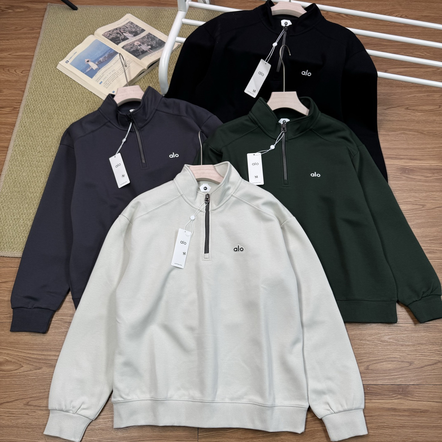正品现货ALO半拉链卫衣男女秋冬长袖高克重加厚经典简约时尚外套