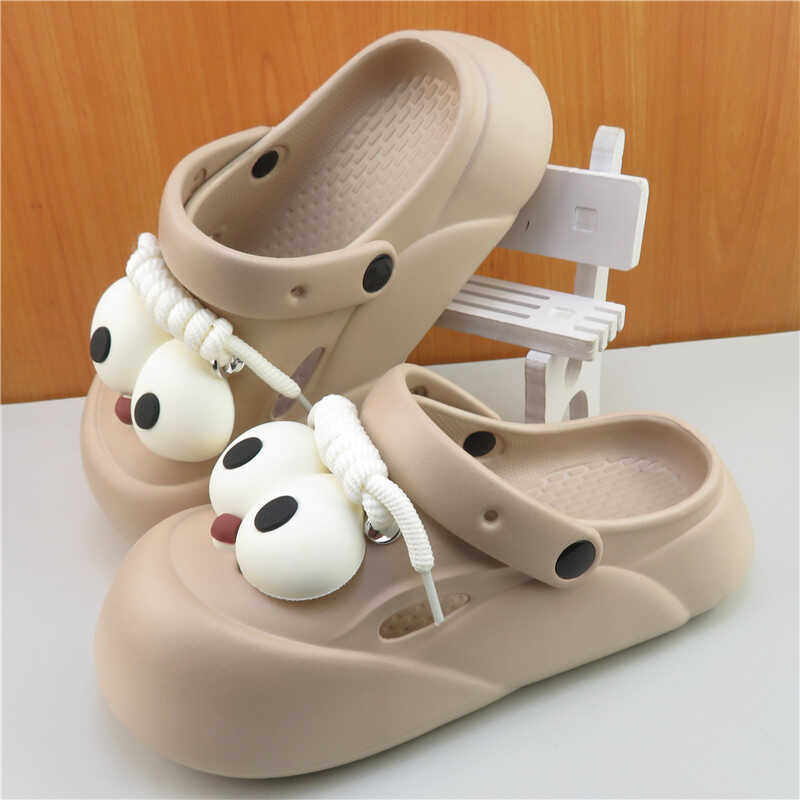 踩屎感大眼睛绑带洞洞鞋女款夏季外穿懒人包头拖增高厚底防滑凉鞋