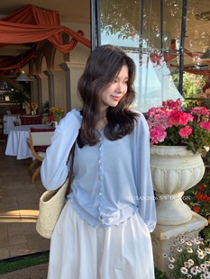 Tee 罩衫 十三行SUSAN纯色上衣女简约甜美气质木耳边防晒衣长袖 薄款