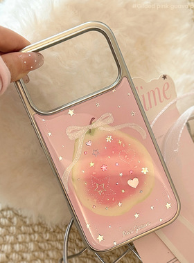 少女心彩钻粉芭乐适用苹果17ProMax手机壳iPhone16Pro保护套17高颜值14软妹13个性12全包Air电镀鎏金15plus硬