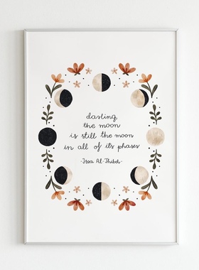 Moon Phases|  北欧温柔 浪漫月亮不同阶段艺术海报 装饰画