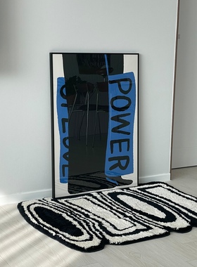 爱的力量 韩国ins中古抽象清新蓝色小众现代海报印刷相框装饰画