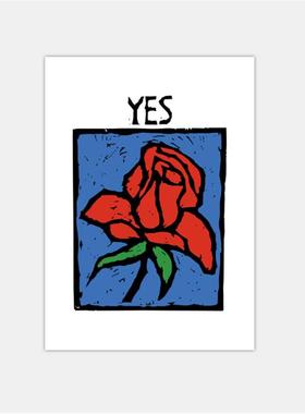say yes| 情人节 复古浪漫玫瑰 我愿意与你共度一生浪漫装饰海报
