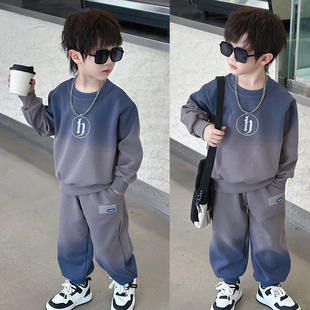 小中童春秋季卫衣运动服男孩帅气渐变2024新款儿童装男童春装套装