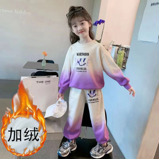 秋冬新款 女童炸街衛(wèi)衣運(yùn)動套裝 兒童時髦洋氣中大童兩件套
