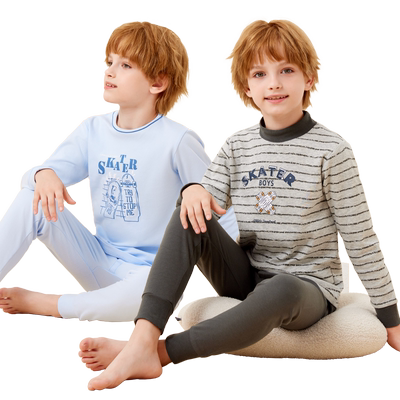 南极人秋冬男童纯棉全棉内衣套装