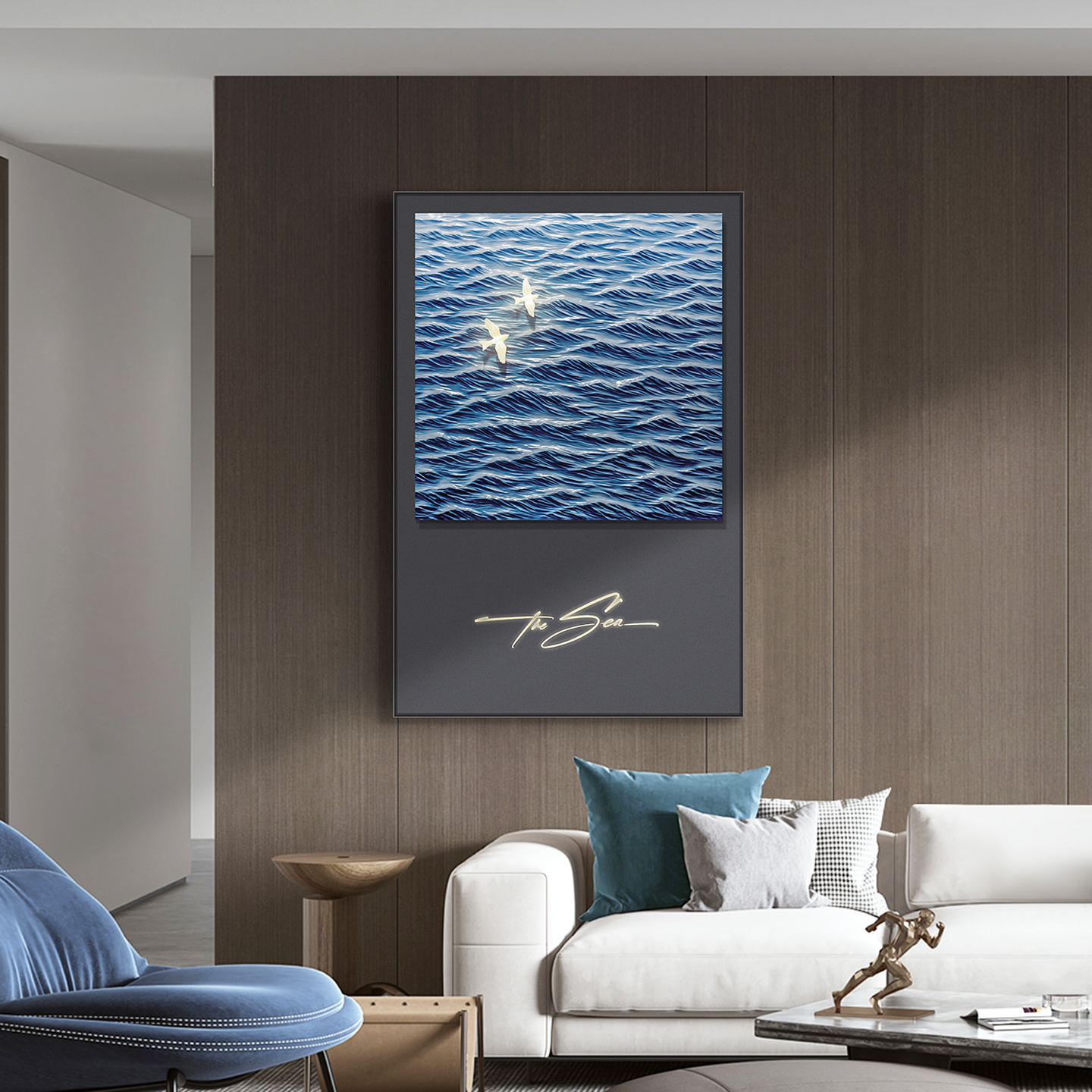 现代简约轻奢海浪飞鸟艺术装饰画