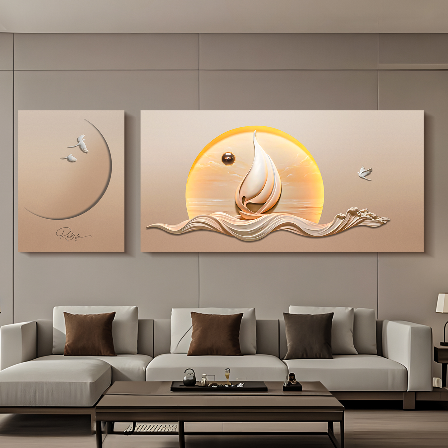 一帆风顺二联2025新款客厅艺术