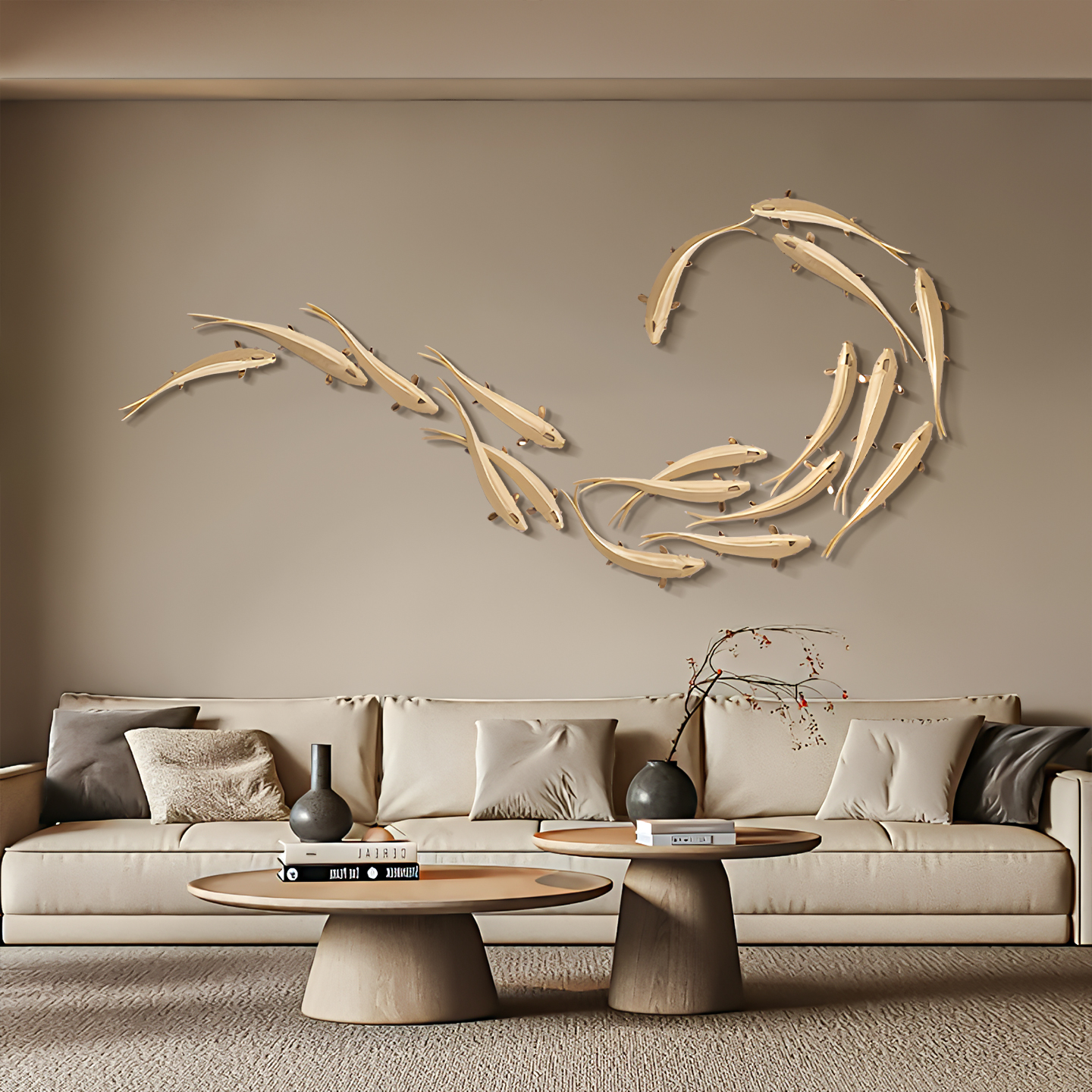 创意挂件鱼轻奢壁饰客厅背景墙