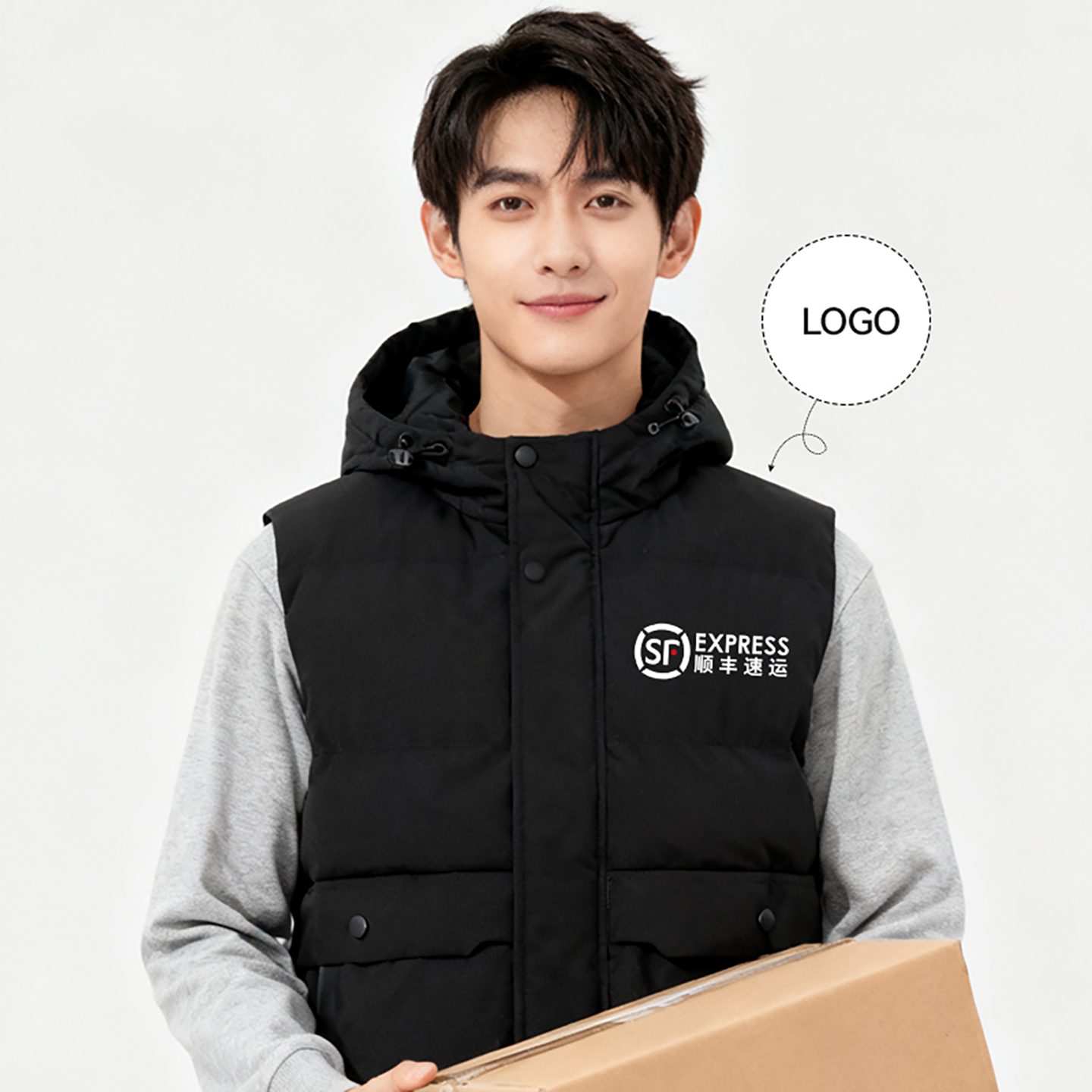 加厚[防风]连帽工作服马甲定制