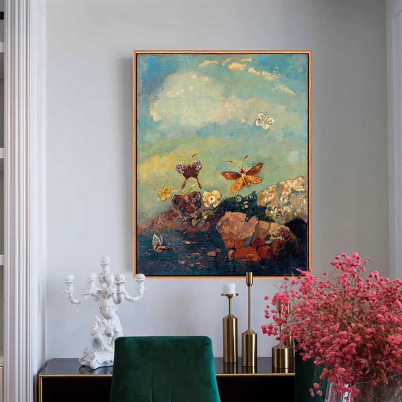 速发蝴蝶雷东油画布印刷喷绘高清微喷画客厅卧室沙发背景墙装饰画图片