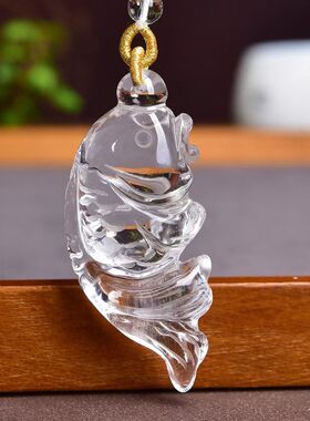 天然粉水晶文昌鱼吊坠男女项链粉晶锦鲤学生随身状元金榜题名挂件