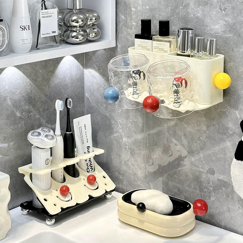 速发膏油风牙刷架浴室洗漱台置物架卫生间免奶孔牙打收纳架子