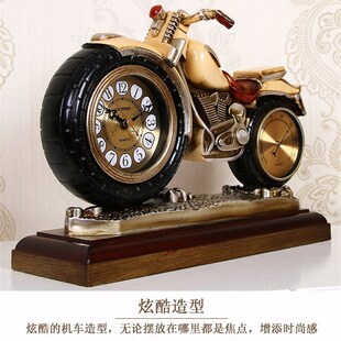 速发家用客厅摆表座钟台式欧式复古个性创意摩车托钟件时钟静音石