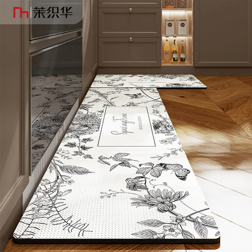 速发厨房地垫防滑防油可擦免洗防藻泥吸水污垫子防脏防水专用硅脚