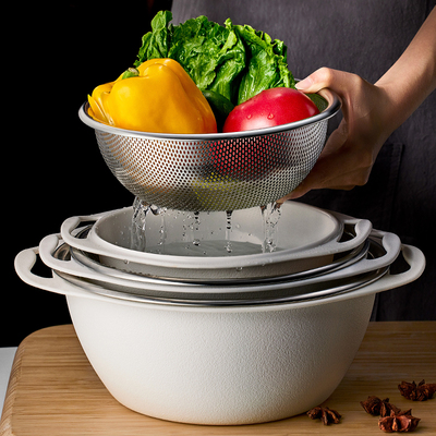 速发04不锈钢沥水篮洗菜盆双层菜篮子子房家厨漏盆用洗米筛淘米神