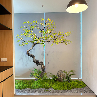 速发茶品摆岛春花绿植室内装饰造景落地海件简约植物中式精室景观