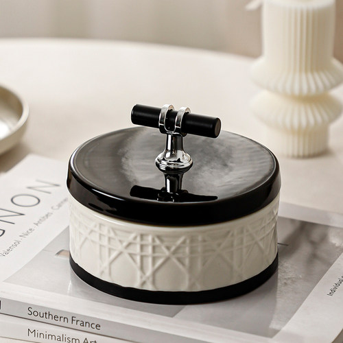 速发高颜值烟奢烟灰缸带盖防飞灰客厅家用创意摆件办公室茶几轻缸