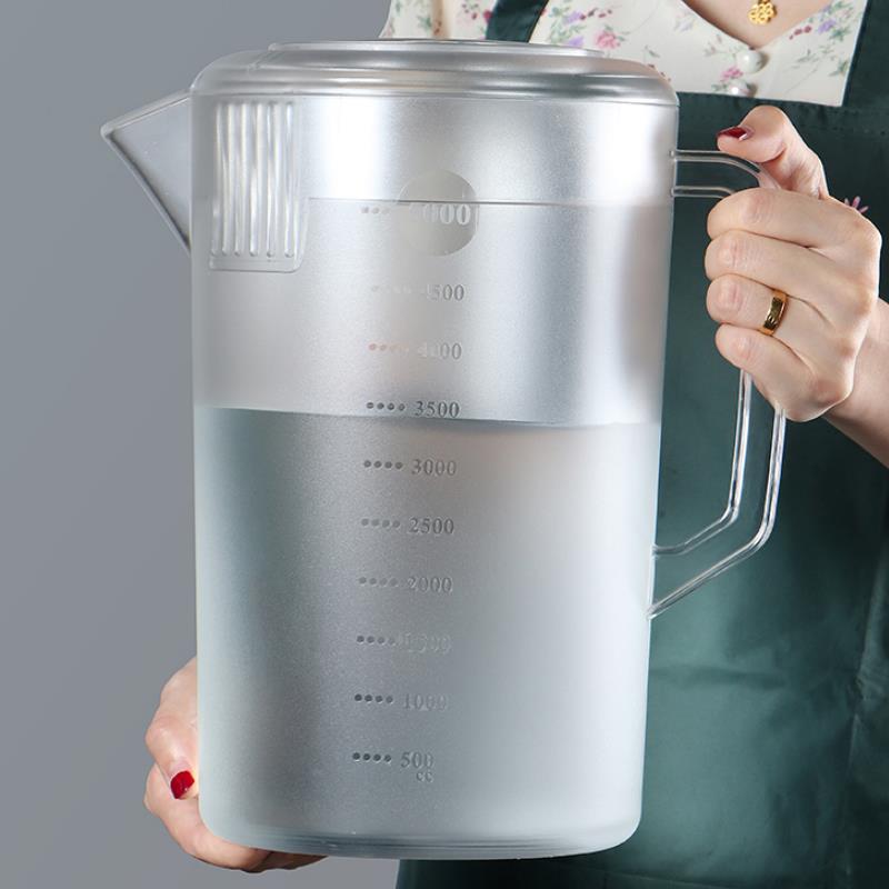 速发亚克力扎壶水热泡茶冰水瓶茶色量杯超大容耐5L奶茶店PC塑料冷