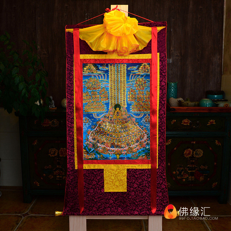 速发佛缘汇释迦牟尼唐卡饰画手工双层烫金释挂佛皈依境佛像装挂迦