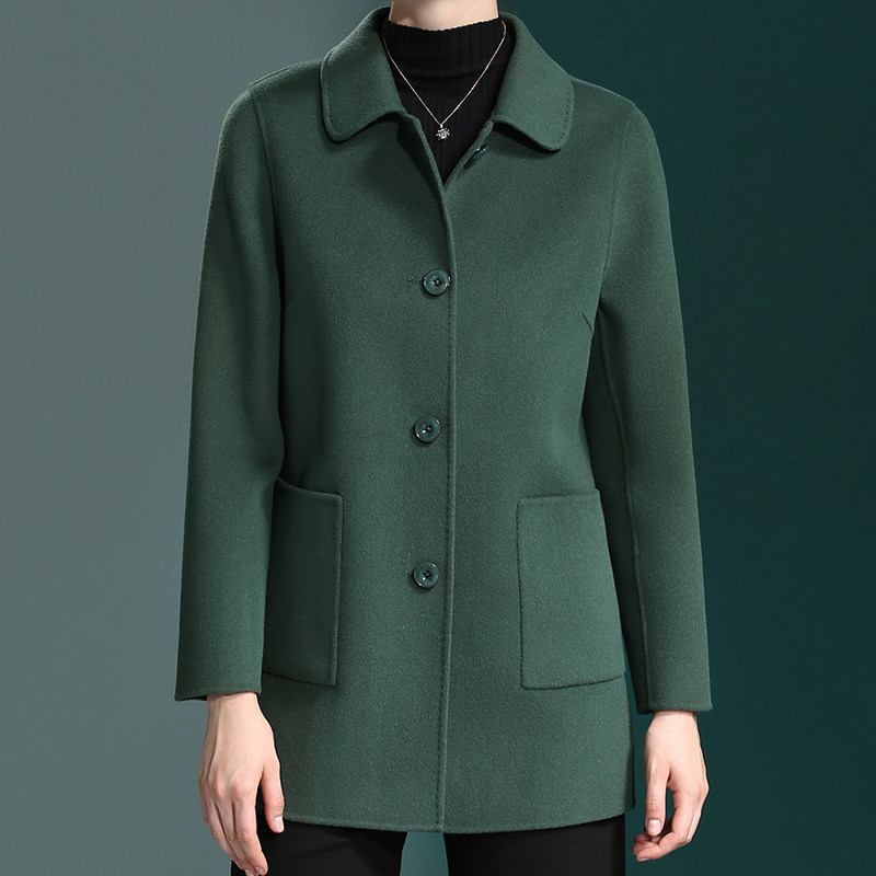 中年妈妈双面呢外套2020秋冬新款高端女装中老年羊绒大衣短款上衣