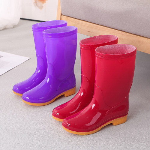 雨鞋女中筒雨靴防水胶鞋套鞋水鞋成人软底防滑厨房学生保暖水靴女