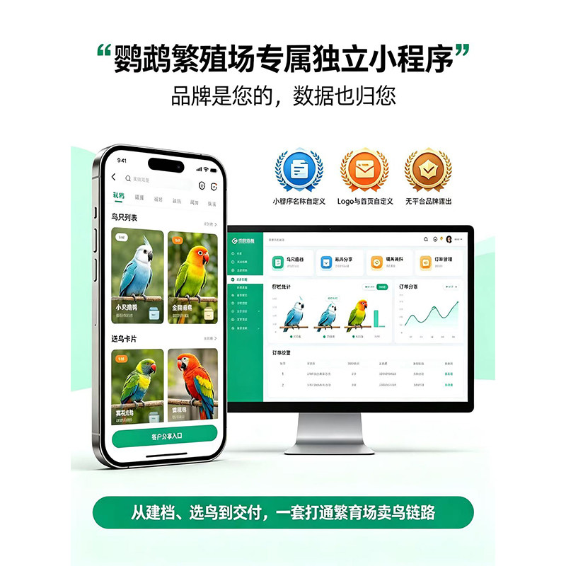 鹦鹉繁殖场专属独立小程序移动应用界面设计VI定制