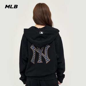韩国MLB复古老花拉链开衫卫衣女秋冬宽松休闲运动连帽衫外套男潮