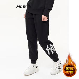 韩国MLB男女情侣老花束脚卫裤秋冬加绒加厚宽松休闲运动长裤子潮