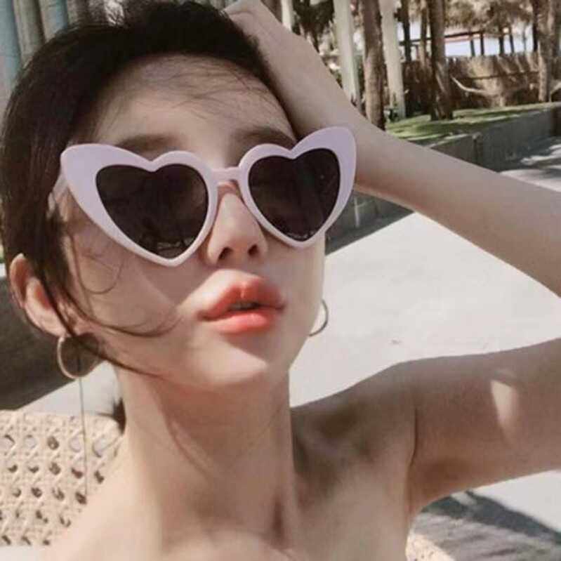 粉色爱心墨镜女太阳镜甜酷辣妹拍照装饰音乐节 cos桃心眼镜显脸小