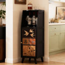 厨房餐边柜子小窄储物家用靠墙客厅咖啡茶水柜中古风置物落地橱柜