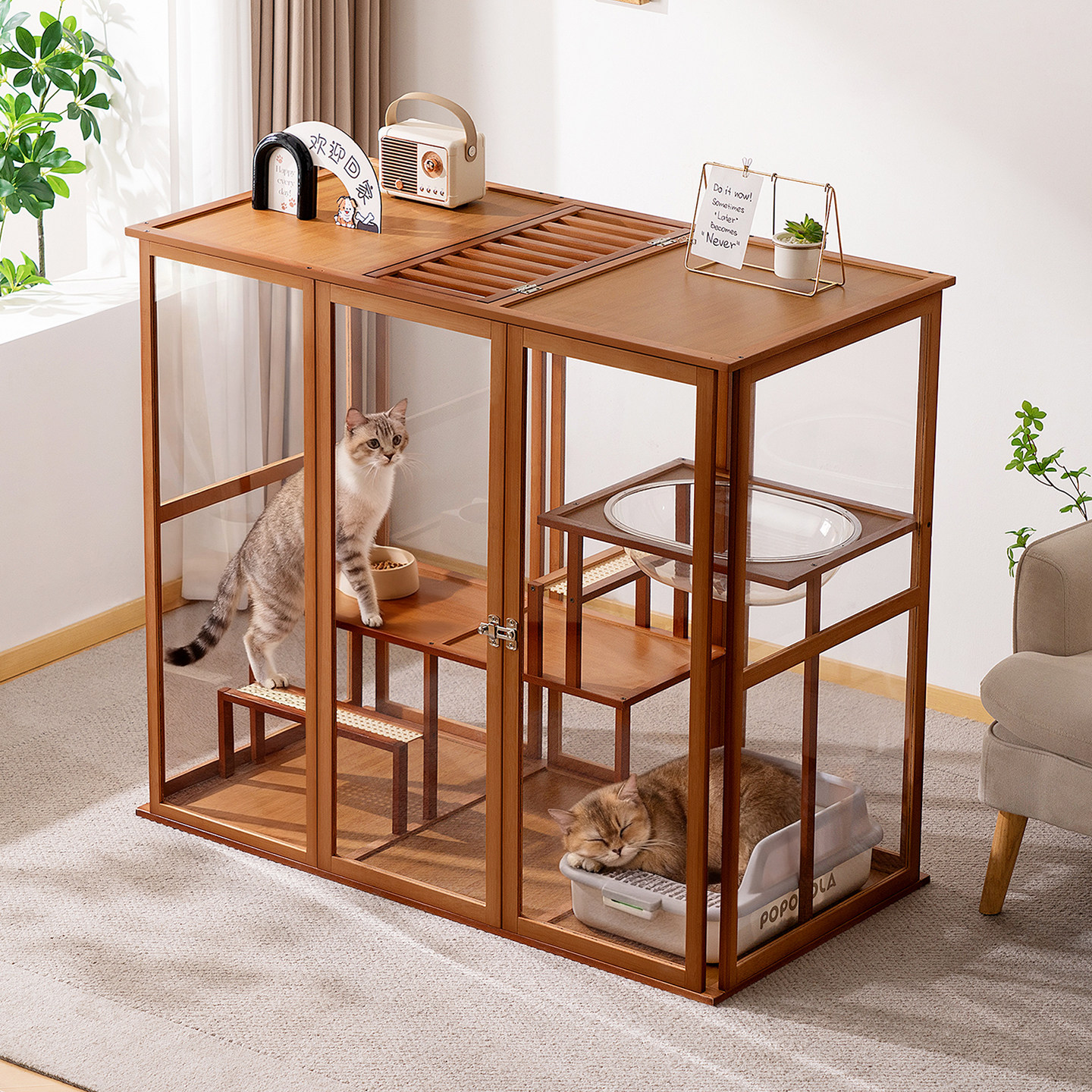 猫别墅猫屋家用室内猫柜猫舍宠物超大自由空间一体猫笼子猫咪爬架