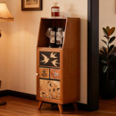 厨房餐边柜子小窄储物家用靠墙客厅落地橱柜咖啡茶水柜中古风置物