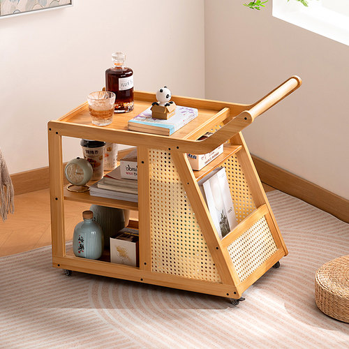 可移动边几小桌子沙发侧边柜茶几床边桌推车餐车客厅实木茶台巴士