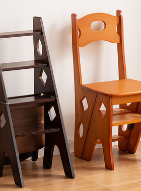 实木梯椅家用梯子椅子折叠伸缩两用梯凳室内登高人字梯楼梯多功能