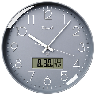 TELESONIC/天王星电波钟北欧静音挂钟时钟轻奢装饰大气创意挂墙表