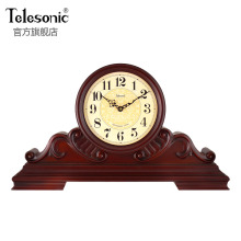 TELESONIC天王星实木复古木座钟静音音乐创意简约木质工艺台钟