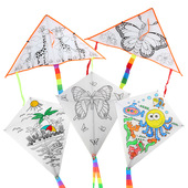 速发春天手工制作彩绘白色布风筝 儿童画鸦绘涂空材涂色白料包