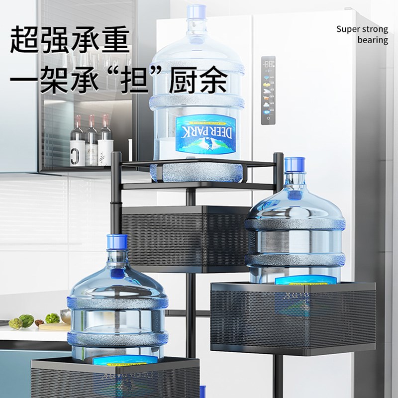 速发厨房旋转置物架家用落地客厅零食箱玩具果蔬菜篮多层小推车收