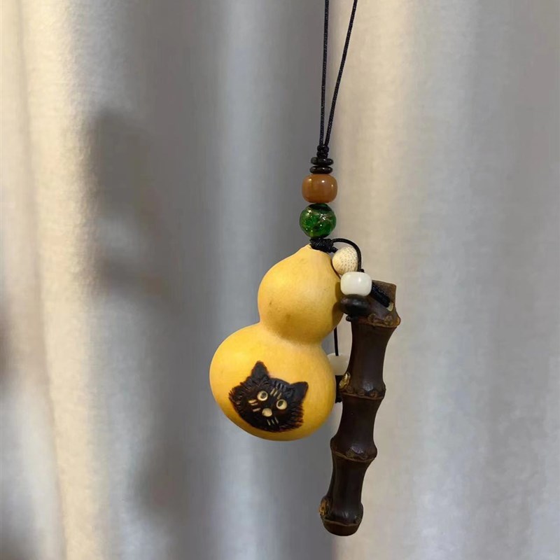 速发小葫芦挂紫节捻把件创意手工烙画搭配件竹手T15