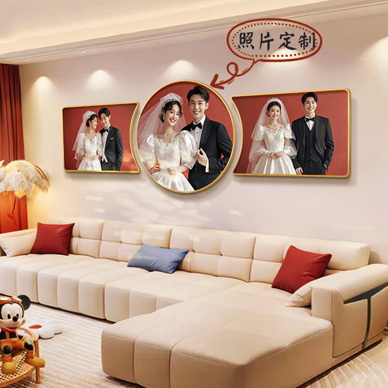 速发婚纱照照片客厅全发背景墙装饰画家沙福卧室床头画相片三联画