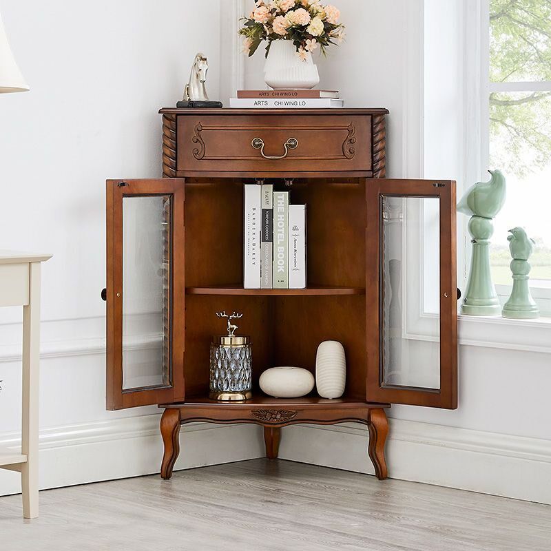 速发美式实木三角柜简约墙角柜欧式矮角柜客厅转角置物架拐角柜边