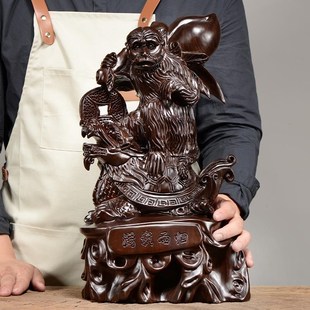 速发载檀实木雕刻满黑而归摆件木龙根雕十二生肖猴子头头龟玄武工