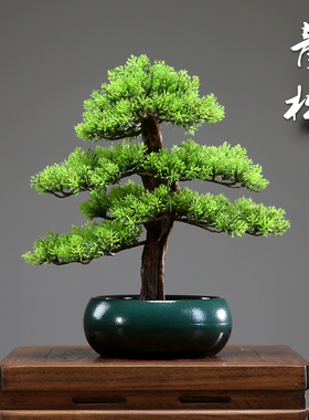 速发新中式禅居迎客松家意办公室客厅电视柜玄关装饰摆件酒店景观