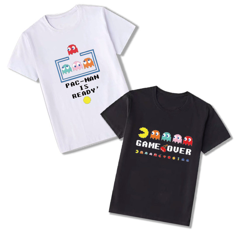 游戏周边pacman吃豆人联名T恤男女情侣短袖宽松半袖纯棉衣服定制